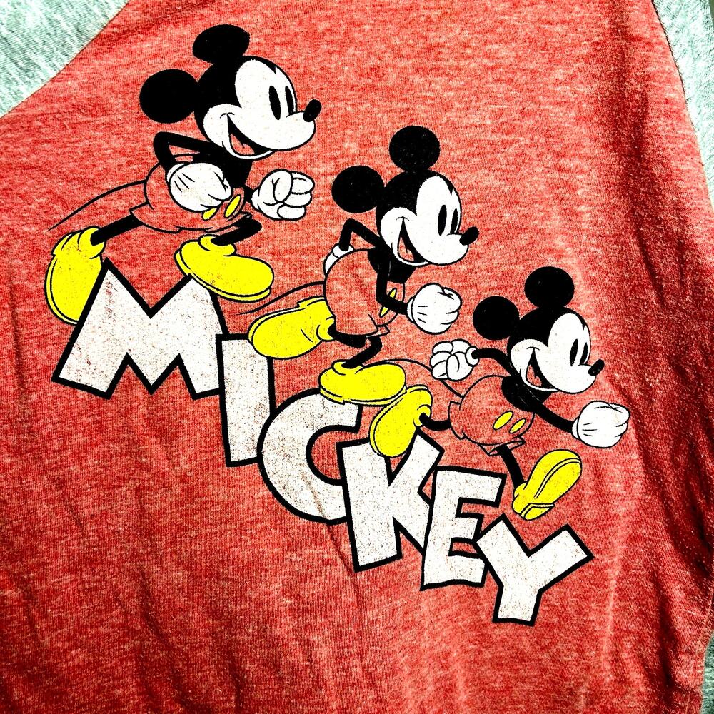 Disney jumping Beans Mickey Mouse Raglan Shirt Kids Size 6 Red Gray Good Cond
